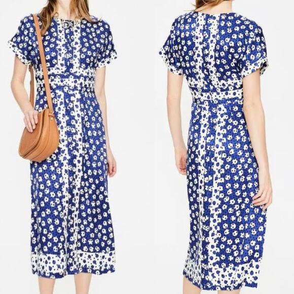 Boden Dresses & Skirts - Boden Esmeralda Midi Dress Blue White Geometric Print Size 8